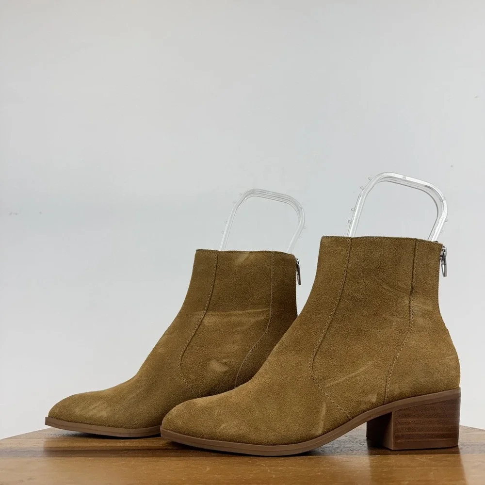 Womens Dolce Vita Avela Brown Leather Casual‎ Heeled Ankle Booties Size 5 M GUC